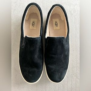 Ugg Women's Fierce Suede Slip On Loafer Sneakers in Black, Size 10